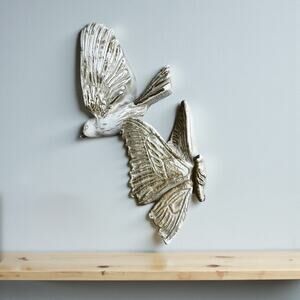 Vintage 1950s Universal Statuary Corp Chalkware Wall Plaques Set Bird Butterfly